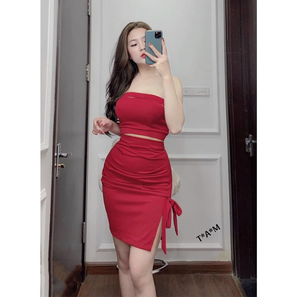 Set váy xẻ đùi nhiều màu siêu xinh tôn dáng cho nàng thời trang nữ dạo phố cho nàng
