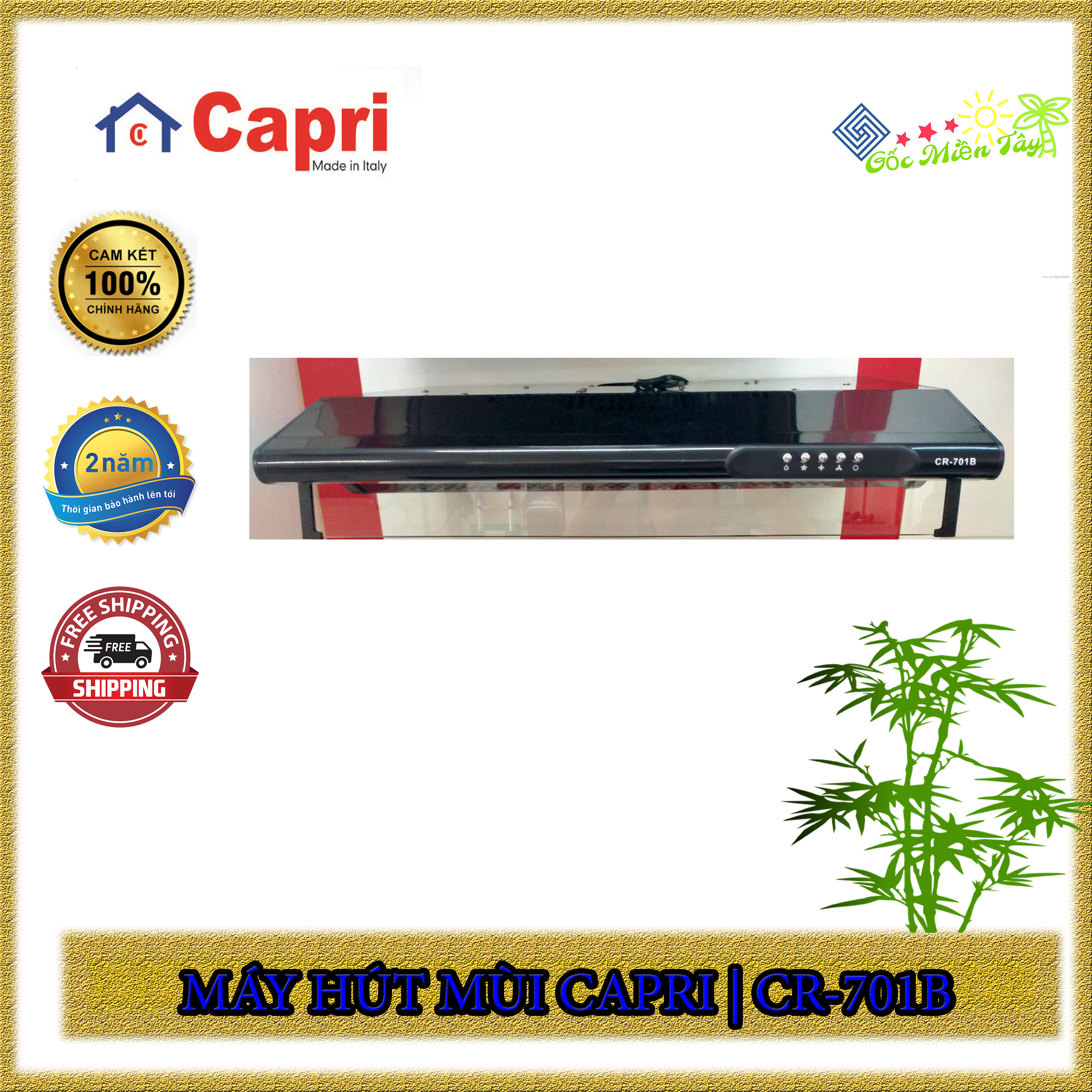 Máy hút mùi bếp 7 tấc phong cách cổ điển CR-701B | Hàng chính hãng - sản xuất theo tiêu chuẩn châu Âu, động cơ siêu êm, khử mùi trực tiếp, bền đẹp, sang trọng