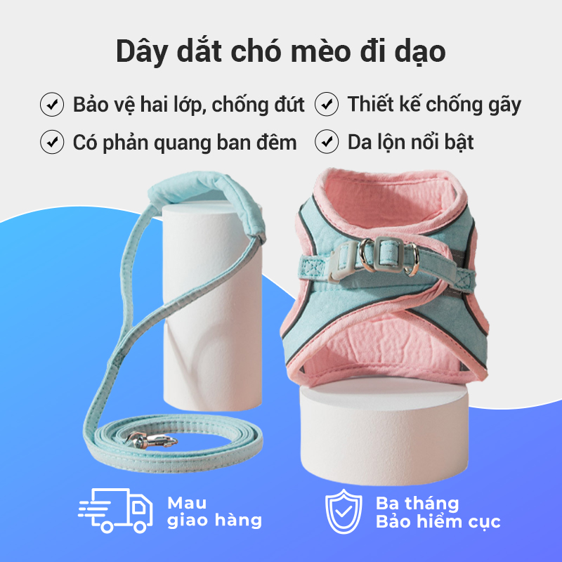 Dây dắt chó mèo kèm yếm chống đột quỵ