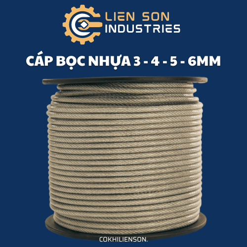 Dây cáp bọc nhựa phi 3mm - 4mm - 5mm - 6mm cuộn 25 mét, 50 mét, 75 mét, 100 mét - dây cáp bọc nhựa dùng để phơi đồ, làm lưới chắn cầu thang