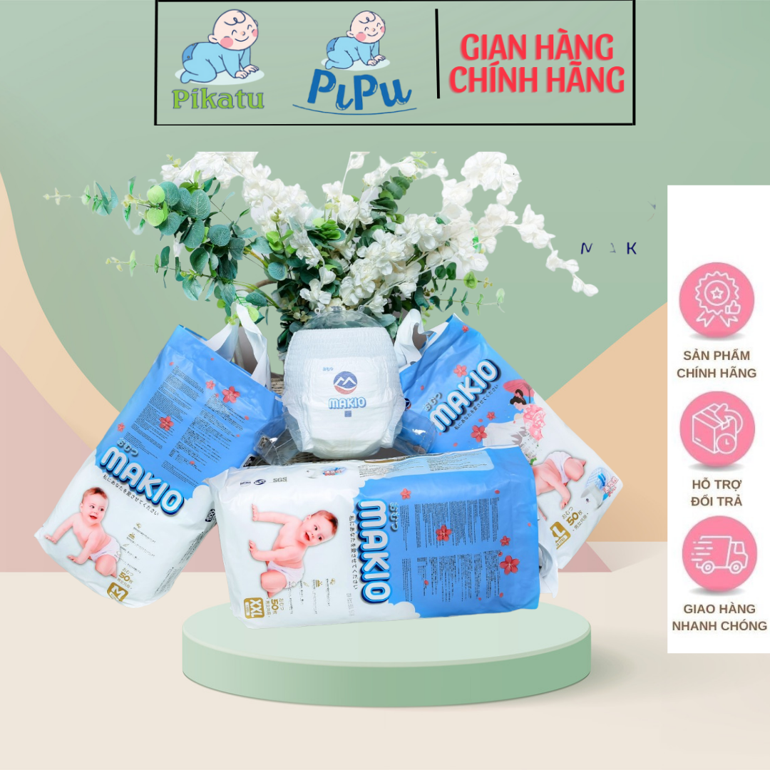 Bỉm tã quần makio 50 miếng s50/m50/l50/xl50/xxl50/xxxl50