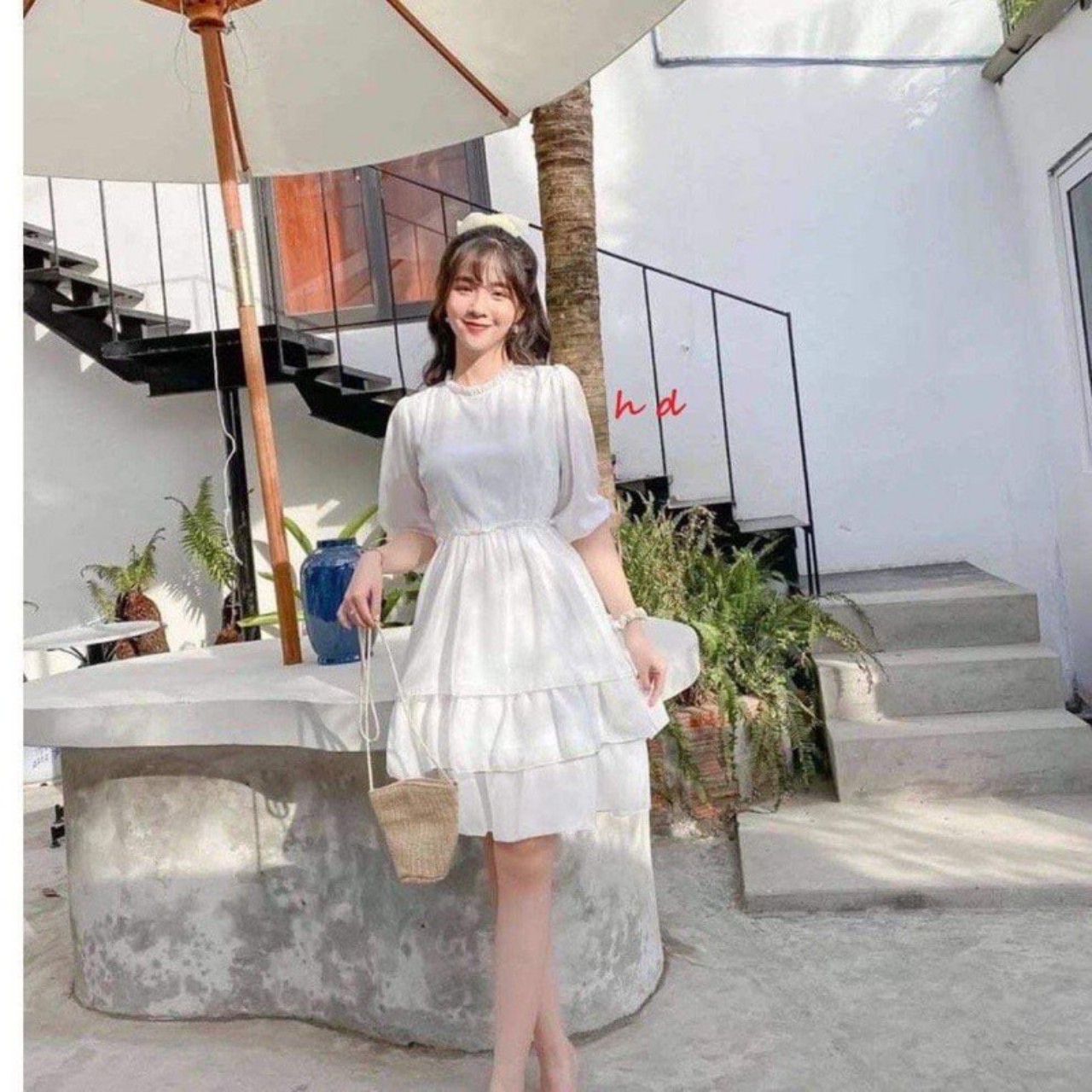 Váy đầm xòe nữ 3 tầng tay lỡ siêu xinh dễ thương điêu đà