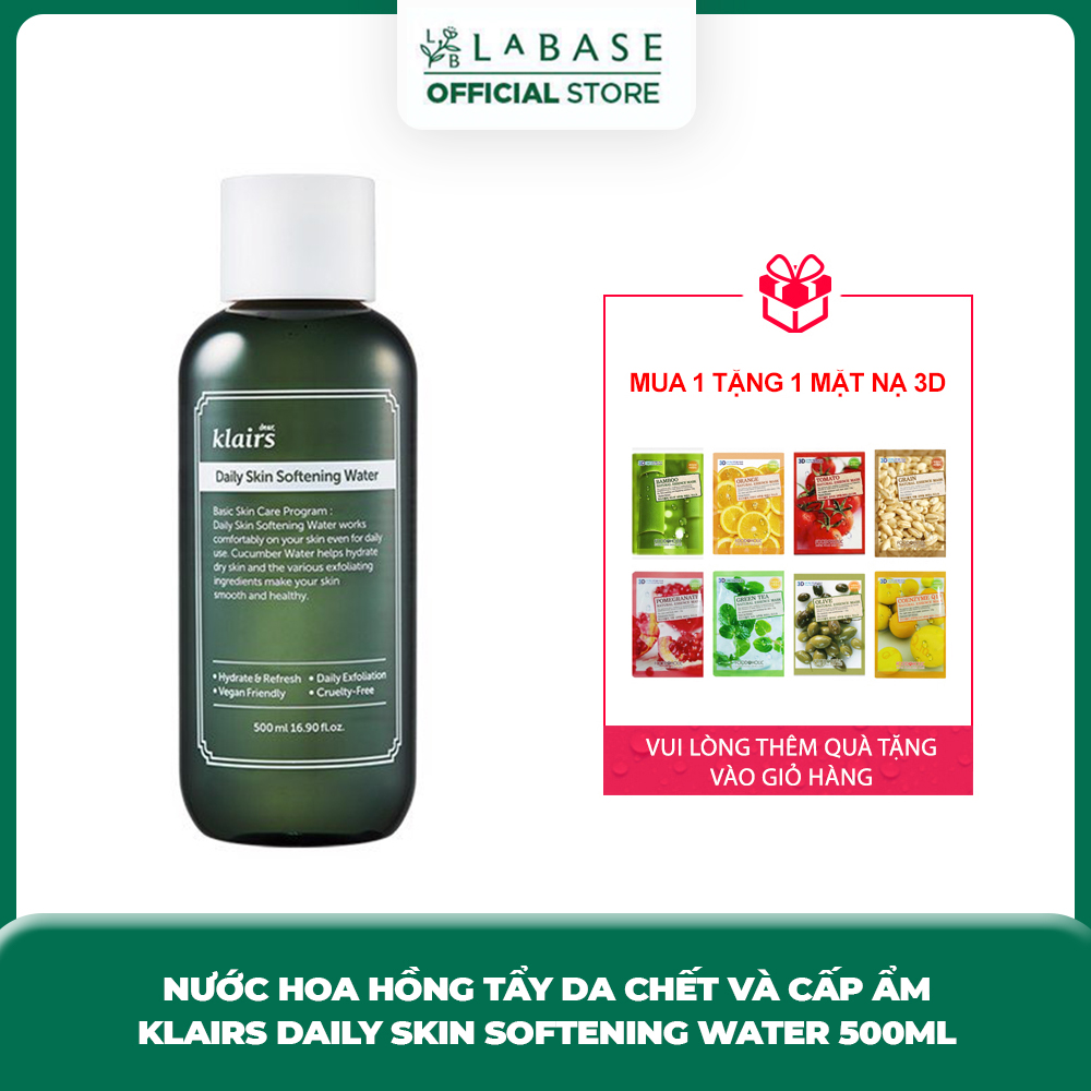 Nước Hoa Hồng Tẩy Da Chết Và Cấp Ẩm Klairs Daily Skin Softening Water 500ml