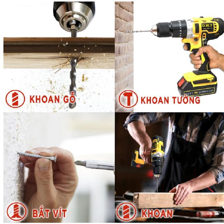 Máy khoan pin máy khoan bê tông máy khoan búa Máy khoan bê tông dùng pin 36V D.W.T 1 PIN TẶNG BỘ MŨI KHOAN may khoan pin máy bắn vít máy khoan cầm tay