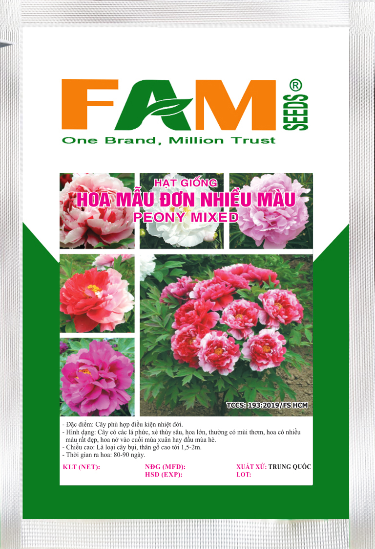 [HCM]Hạt Giống Hoa Mẫu Đơn Nhiều Màu - Gói 1gr (5 hạt)