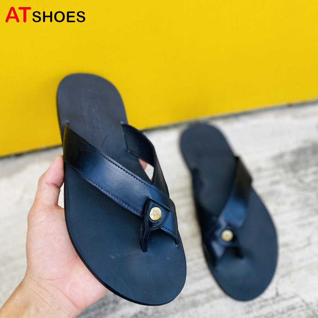 Dép Sandal Xỏ Ngón Dép Quai Chéo Da Bò Thật Không Thấm Nước Phù Hợp Mọi Lứa Tuổi XDXN12 (Đen - Nâu)