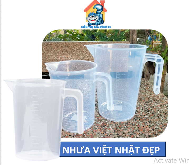 Cốc pha chế trong suốt dung tích 1 2 lít nhựa Việt Nhật cao cấp - Ca đong có vạch chia 2