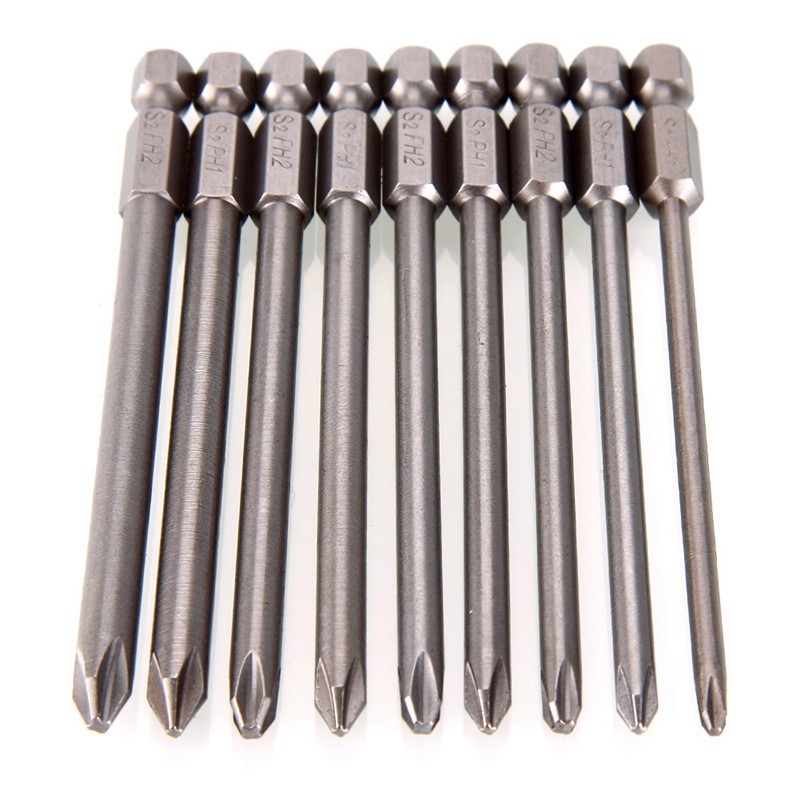 Bộ 9 mũi tô vít dài 100mm cho khoan pin,điện chân lục giác 6.35mm