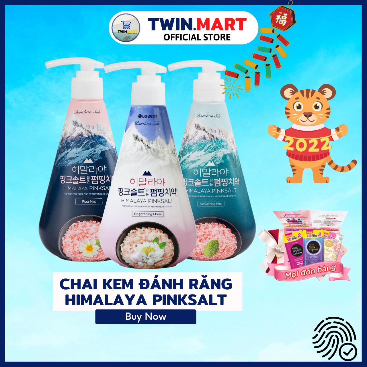 [285g] DATE XA 2024 TPHCM Chai Kem đánh răng Bạc Hà Muối Hồng Himalaya Pink Salt Floral Mint - Ice Calming - Brightening Pumping 285g