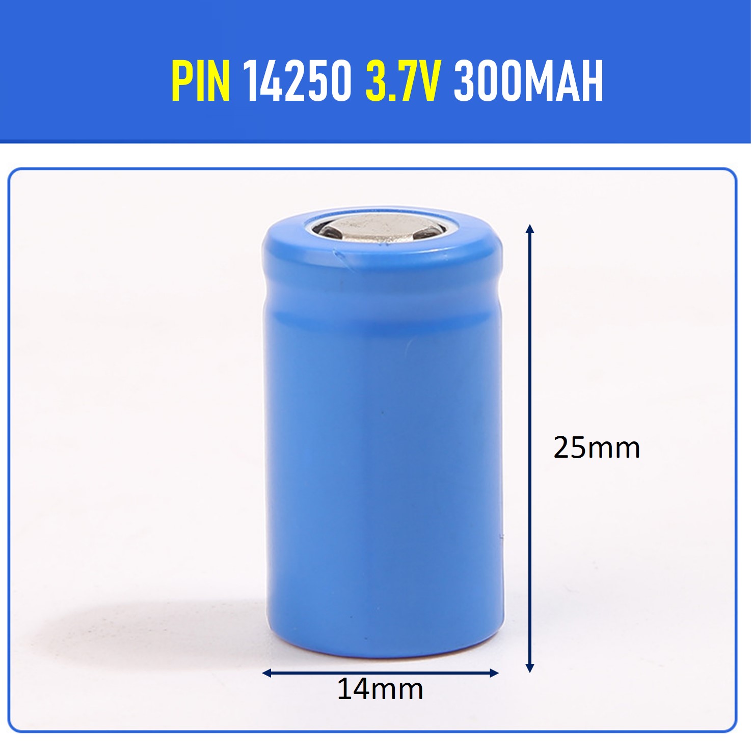 Pin 14250 sạc lithium icr 3.7v 300mah đầu bằng và khay sạc dùng cho đèn laze, đèn pin - đô shop