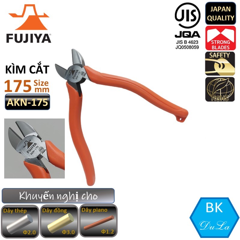 [HCM]Kìm cường lực cắt dây thép dây đồng dây piano 7 inch / 175mm Fujiya AKN-175 tiêu chuẩn Nhật