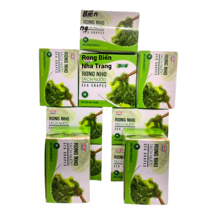 Combo 10 hộp rong nho tách nước Sea Việt hộp 220g (1 hộp gồm 11 gói ) + Tặng 10 gói nước sốt mè rang Kewpie 15ml