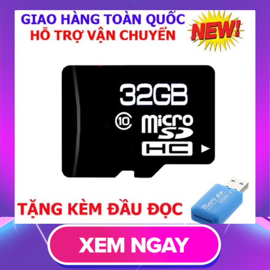 Thẻ nhớ 32gb microsd tốc độ cao - bảo hành 3 tháng- tặng kèm đầu đọc thẻ