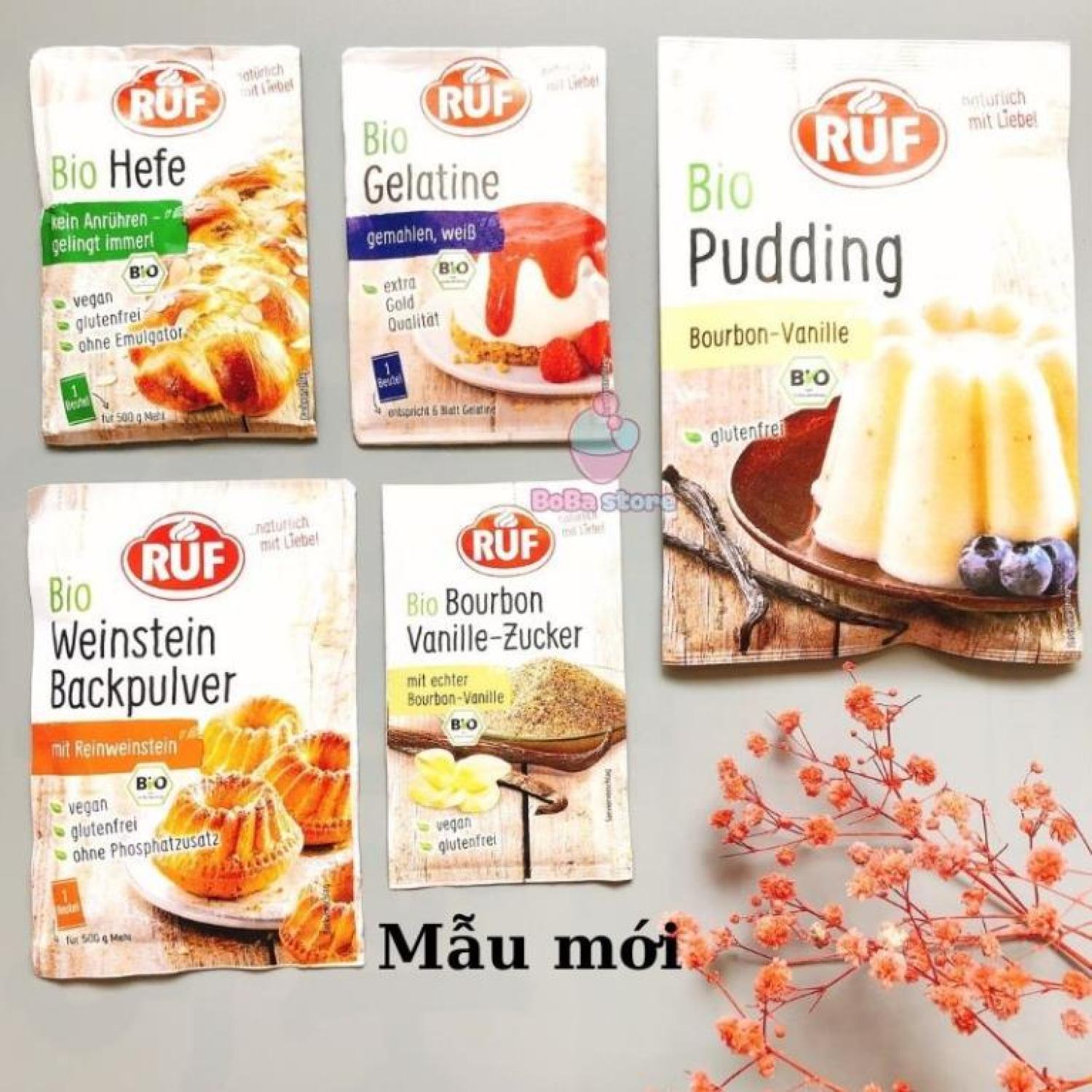 Bột nở, men nở, ɡelatin , bột mì , bột bắp , bột năng , bột pancake Ruf bột làm bánh hữu cơ cho bé