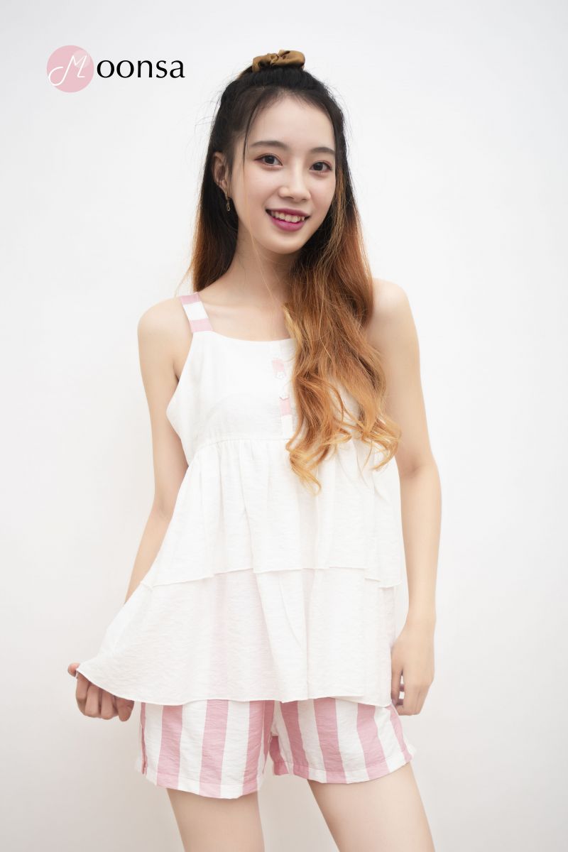 Bộ đồ ngủ mặc nhà Hai Tầng Mây Chất liệu tơ nilen cao cấp