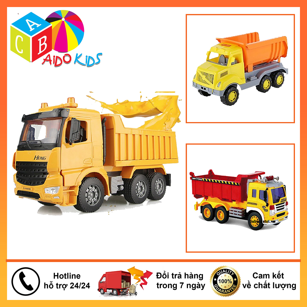 Đồ chơi xe ben chở hàng, chở cát, xe xây dựng giả lập công trường cho bé phát triển tư duy AKO – 1902