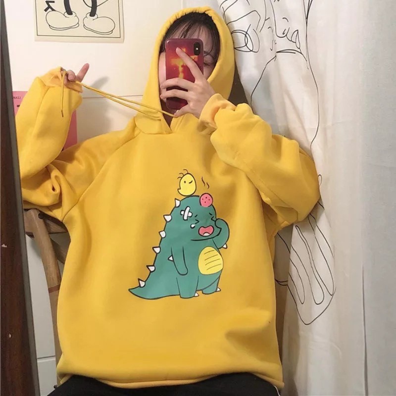 [Tặng Vòng Tay Dễ Thương][HCM]Áo hoodie Hình khủng long bị thương  khóc nhè siêu cute  chất nỉ dày dặn form rộng dưới 55kg mặc đẹp