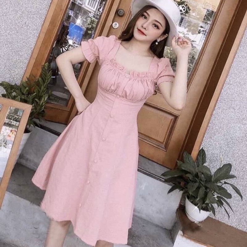 Đầm xòe tay bo nhún ngực ms55