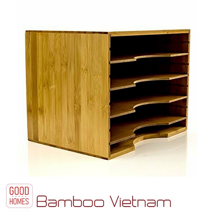 Hộp đựng hồ sơ tài liệu văn phòng để bàn gỗ tre điều chỉnh ngăn đa năng _ BOF