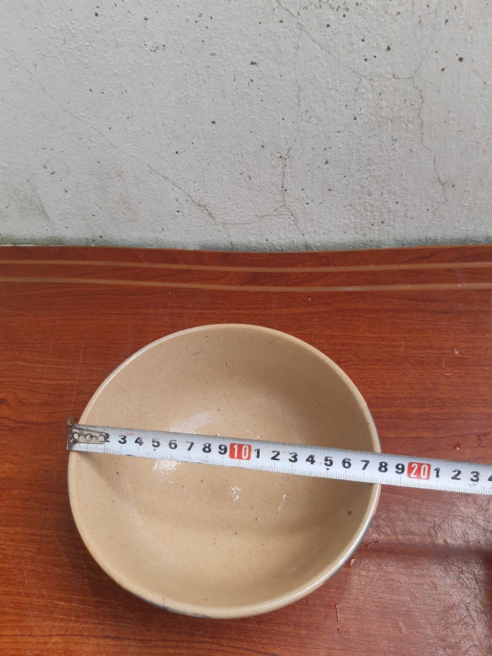 Tô sành phết xanh 18 cm hàng đá thô sơ