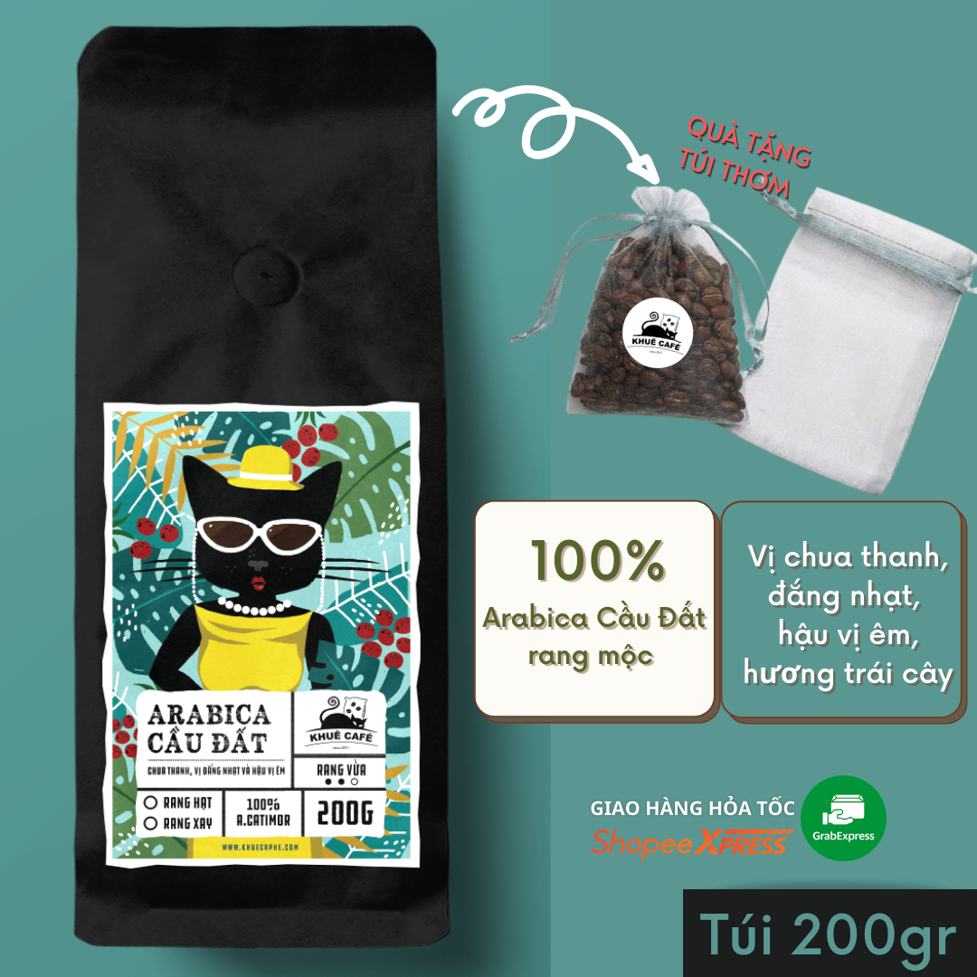 Cà phê Arabica Cầu Đất nguyên chất 100%, hậu vị ngọt thơm Pha Máy Arabica Cầu Đất từ Khuê Cà Phê