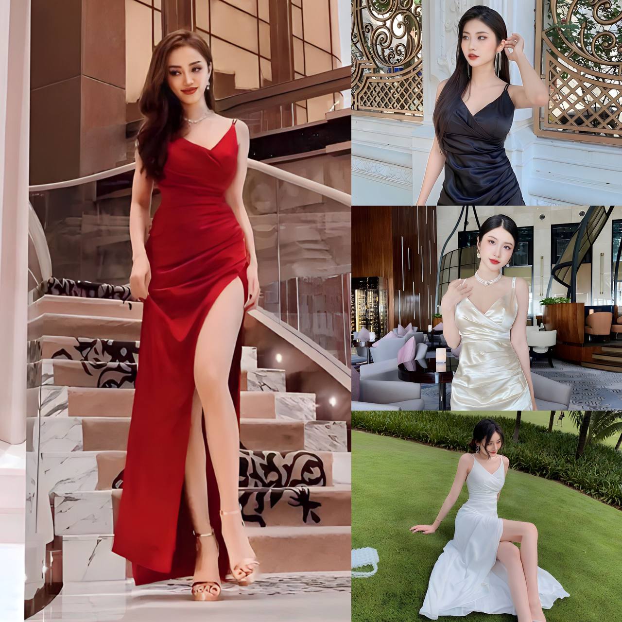 Đầm Dài Ôm Body Dự Tiệc 2 Dây Xẻ Tà Cực Sang BY8262