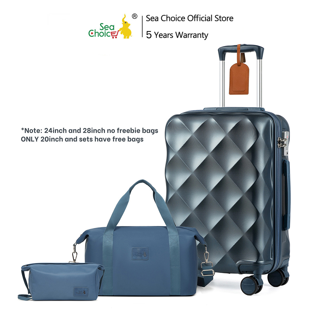 【Tặng túi du lịch Vali Hành lý cao cấp Sea Choice 821 Chất liệu ABS cứng bền có khóa TSA Khóa kéo YKK Vali nhẹ size 20/24/28'' inch Bánh xe xoay 360° Có chức năng phanh bánh xe