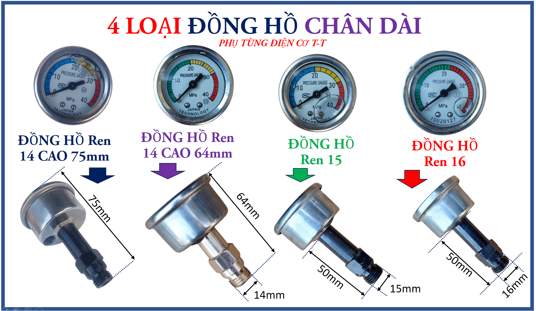 Đồng hồ máy bơm rửa xe chân dài. đồng hồ total, đồng hồ dekton