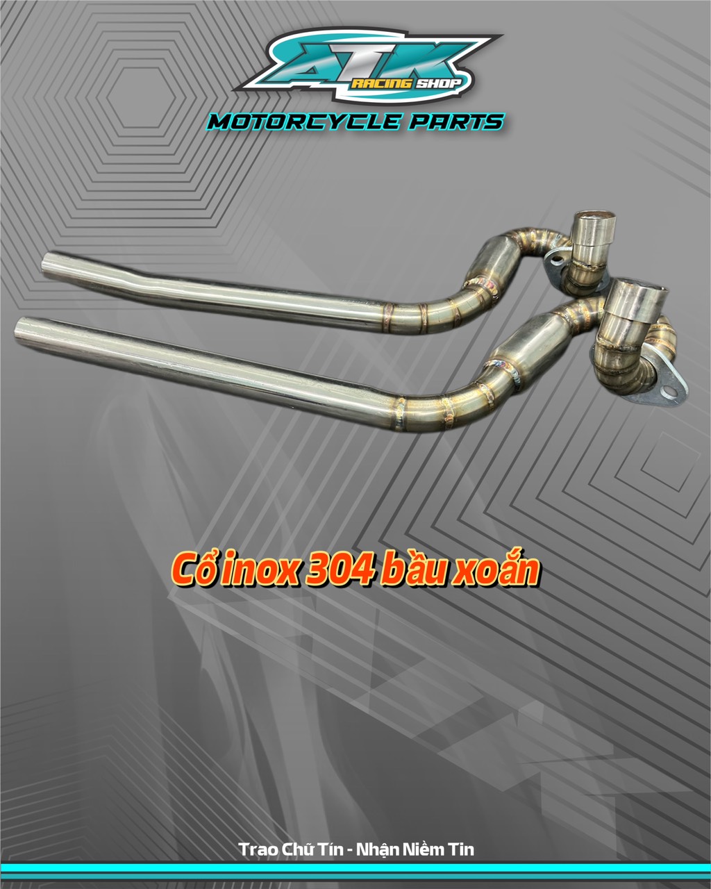 Cổ pô bầu hơi xoắn inox 304 phi 27 dành cho wave /dream, cúp ,67, wave a 110 hàng gia công chuẩn