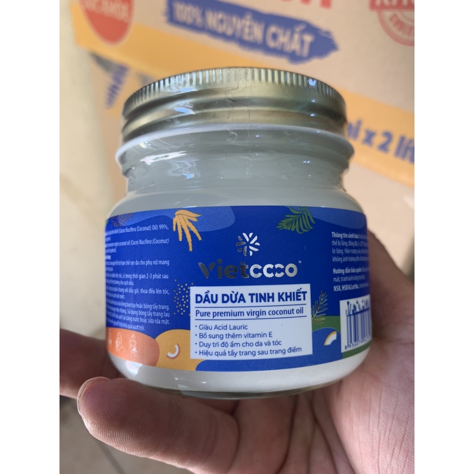 200ml dầu dừa hữu cơ ép lạnh nguyên chất vietcoco