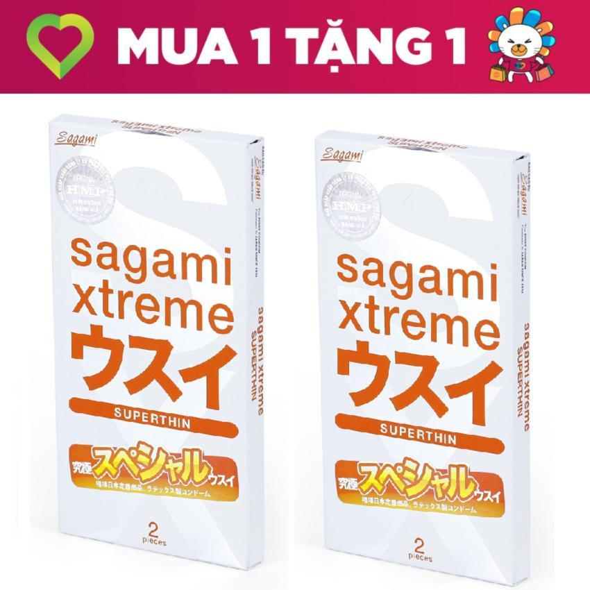 Bộ 2 hộp bao cao su siêu mỏng Sagami Xtreme Superthin (1 hộp 2 chiếc - 2 hộp 4 chiếc)