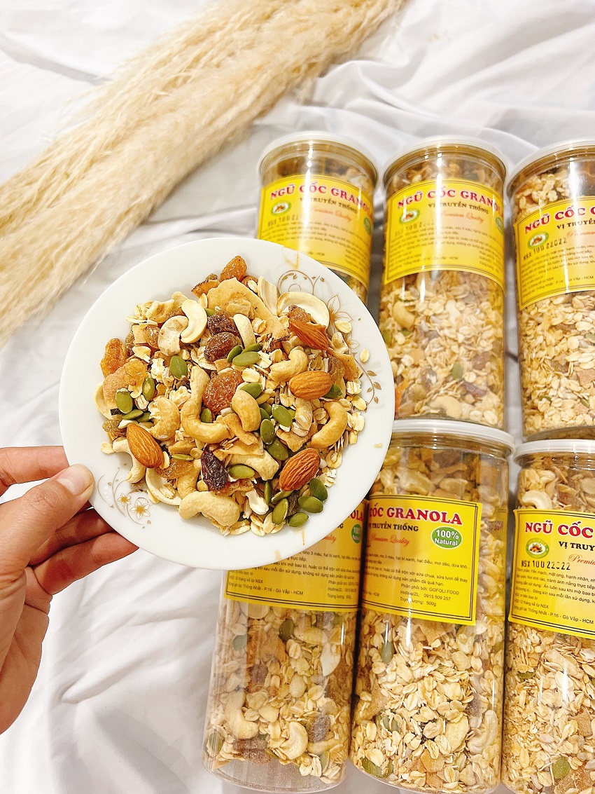 Ngũ cốc Granola siêu hạt 500g, giảm cân, ăn kiêng, không ỉu hôi / High quality Granola, delicious, original taste, healthy