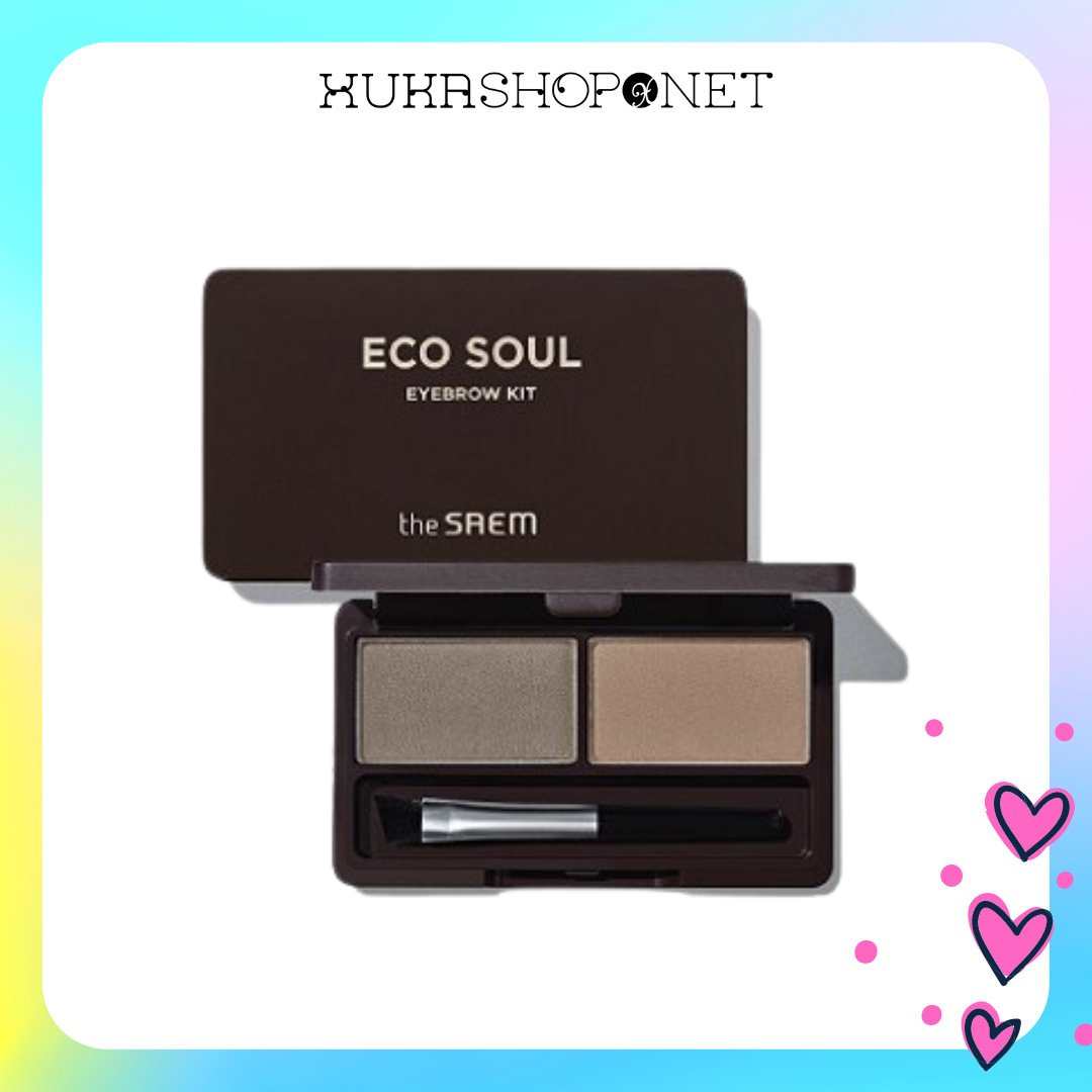 Bột Kẻ Chân Mày Kèm Cọ The Saem Eco Soul Eyebrow Kit