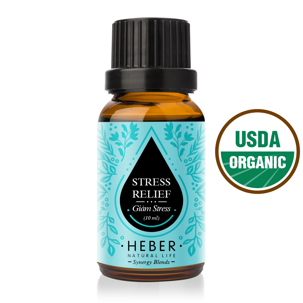 Tinh Dầu Giảm Stress - Stress Relief Blends Essential Oil Heber Vietnam, 100% Thiên Nhiên Nguyên Chất, Cao Cấp Nhập Khẩu, Kiểm Nghiệm Quatest 3, Xông Thơm Phòng, Hương Dịu Nhẹ