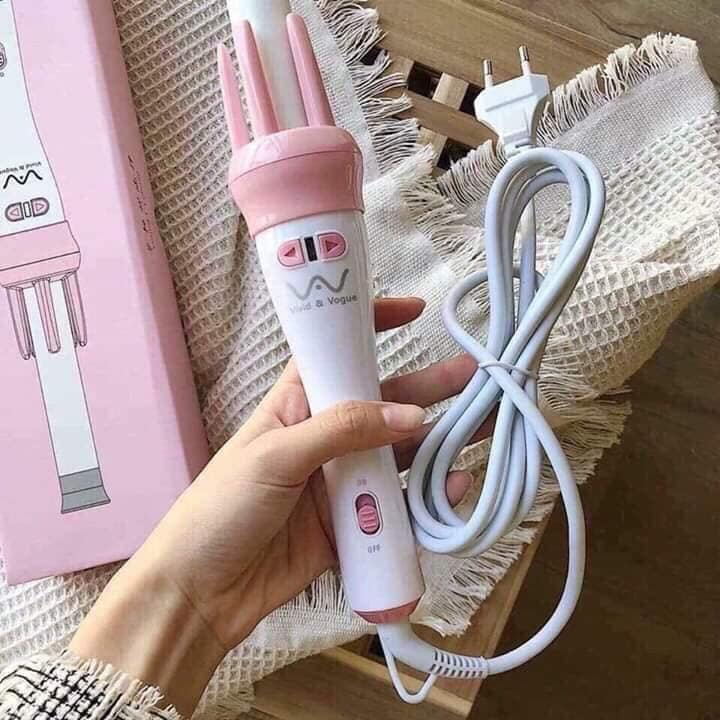 Máy uốn tóc xoăn ViVid - Máy uốn tóc mini, máy uốn tóc tự xoay, máy uốn tóc tự động + Khuyến mãi 1 lược mini, 2 kẹp tóc
