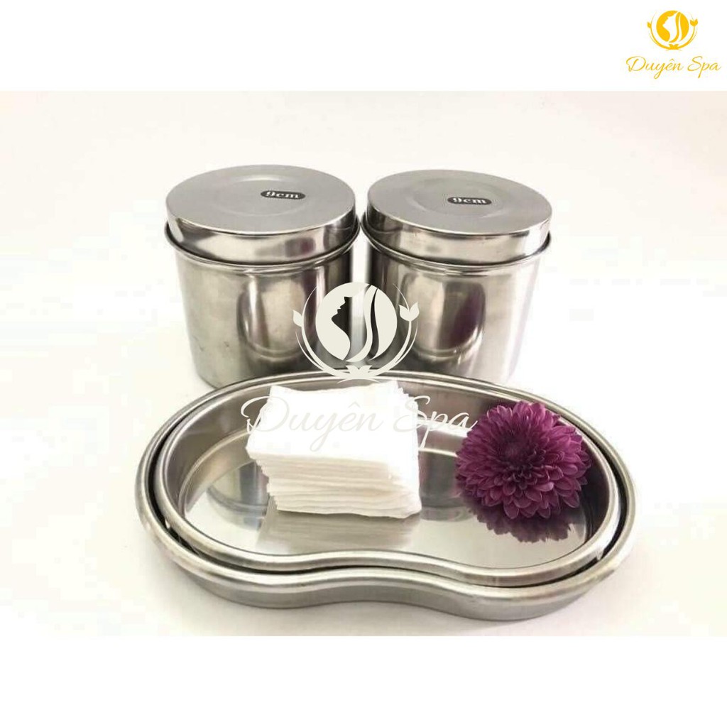 Hũ inox đựng bông khay inox hạt đậu dùng trong y tế, spa - tmv