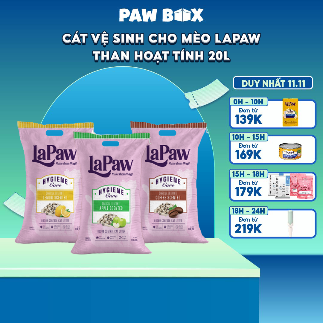 Cát vệ sinh cho mèo 20L than hoạt tính cao cấp laPaw siêu khử mùi và kháng