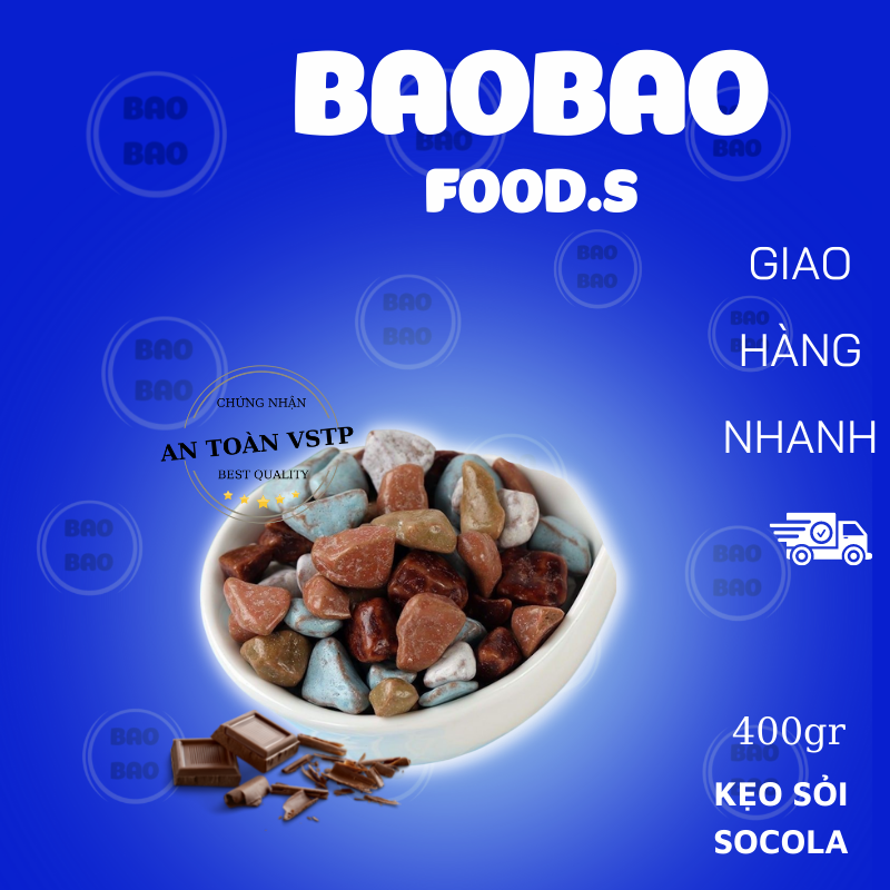 Kẹo sỏi đá nhân socola- Hàng loại 1 - Viên hình kẹo vỏ giòn tan- Ăn vặt Baobao