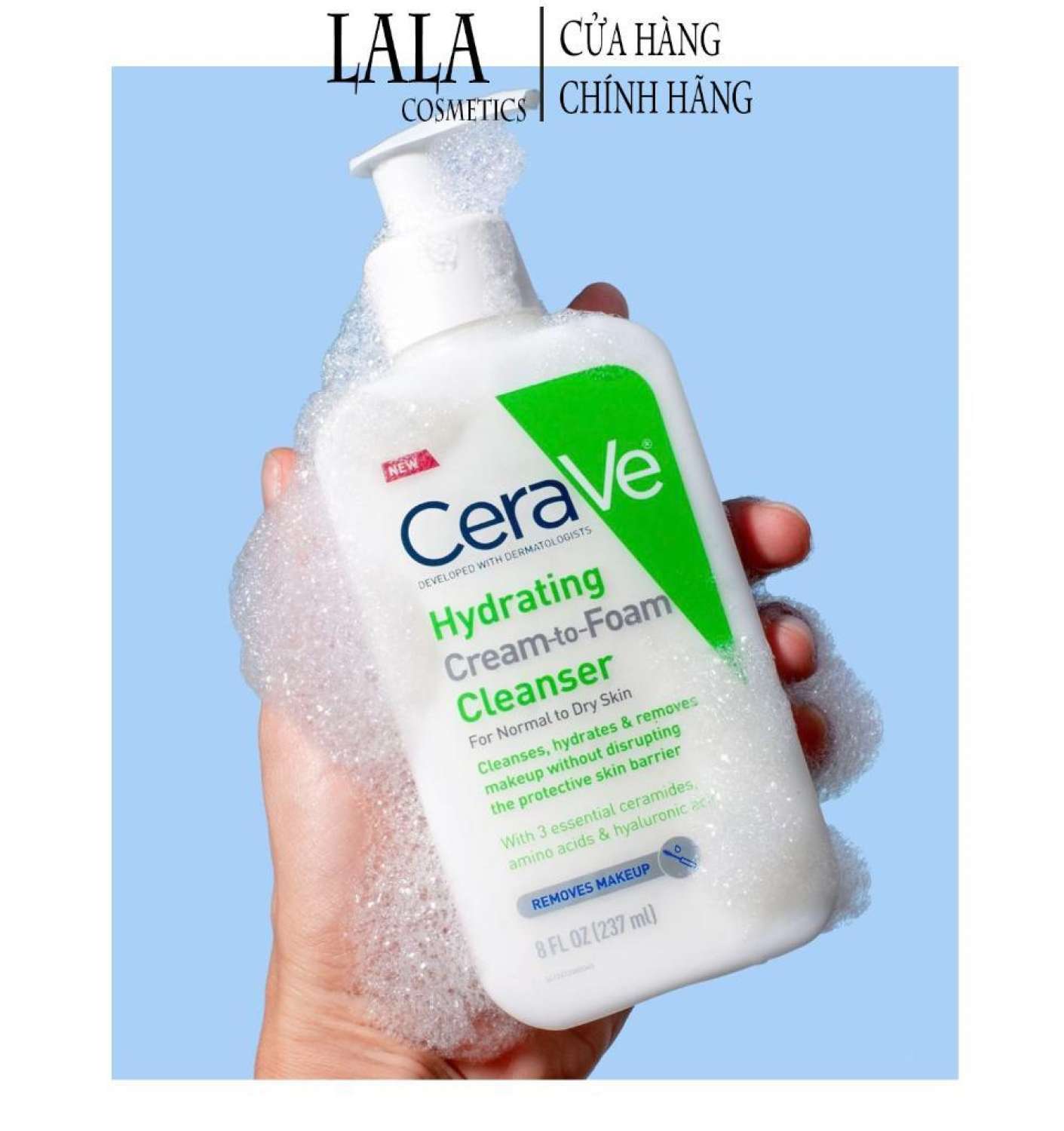 Sữa rửa mặt Cerave Hydrating Cream-to-Foam Cleanser 237mL