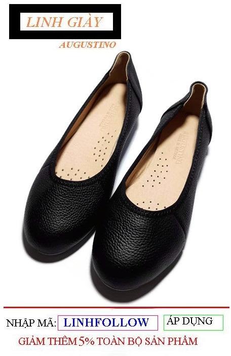 [SALE] Giày Augustino Búp Bê Da Bò Thật Thời Trang (Đen)