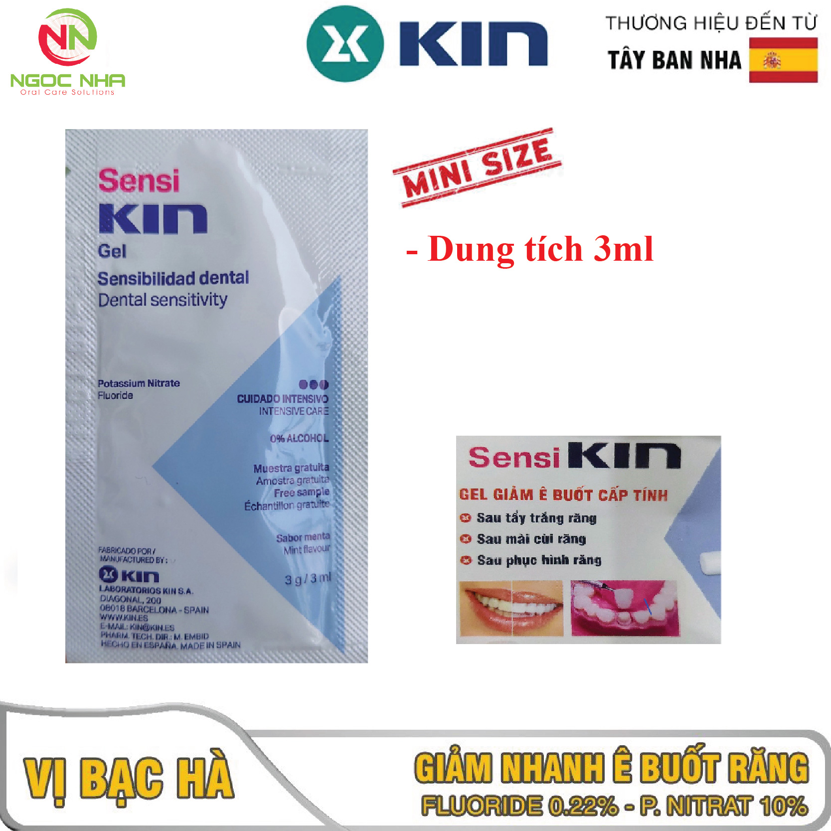 Gel bôi giảm ê buốt Sensi Kin, gói mini 3ml