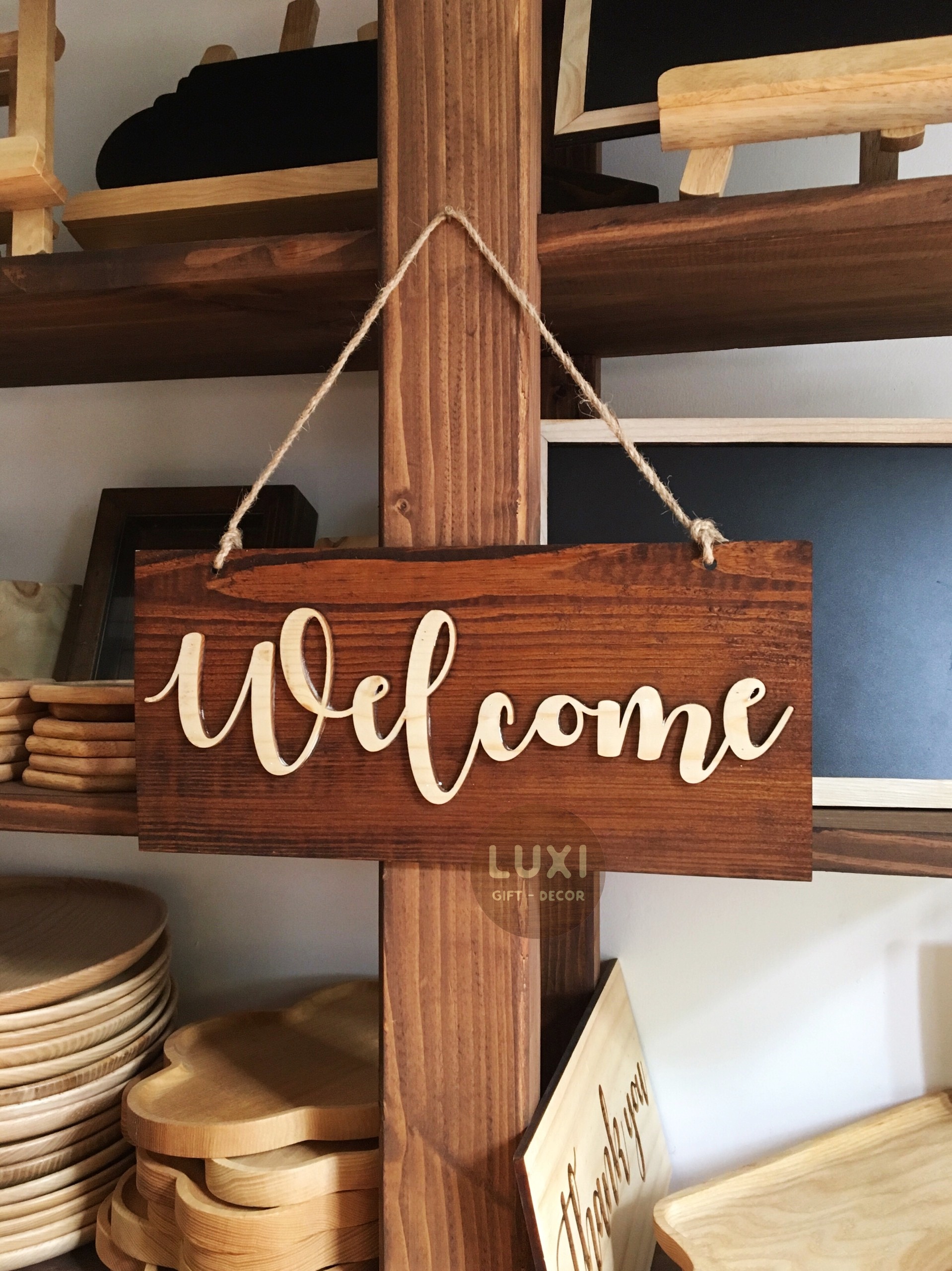 Bảng gỗ treo cửa Welcome 11 - LUXI decor