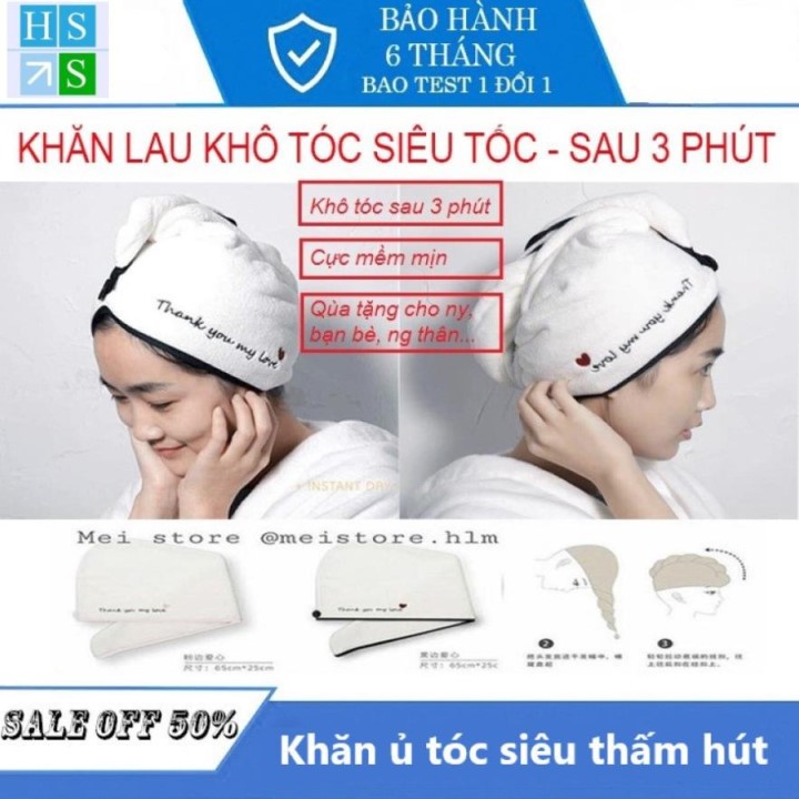 Khăn ủ tóc cotton mềm siêu thấm hút, khô tóc nhanh, quấn ủ hấp tóc tiện lợi
