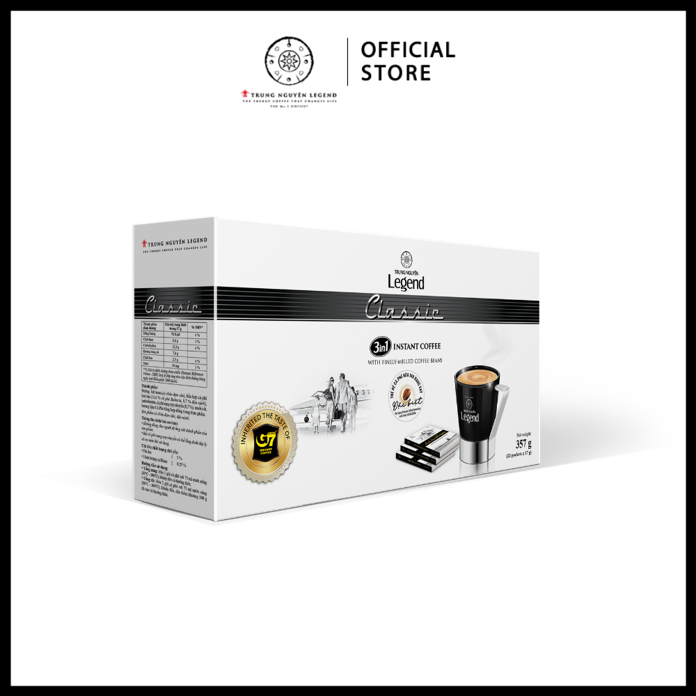 Trung Nguyên Legend - Cà phê sữa hoà tan rang xay 3in1 Classic - Hộp 21 gói x 17gr