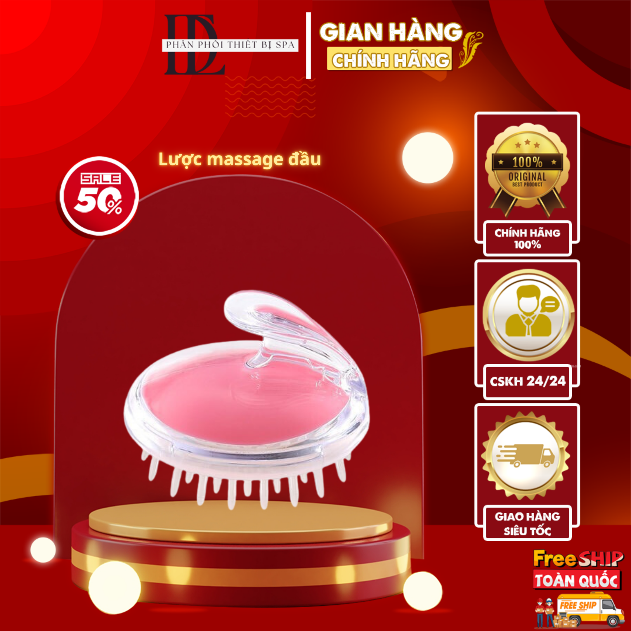 Lược massage da đầu ngăn rụng tóc l dụng cụ mát xa