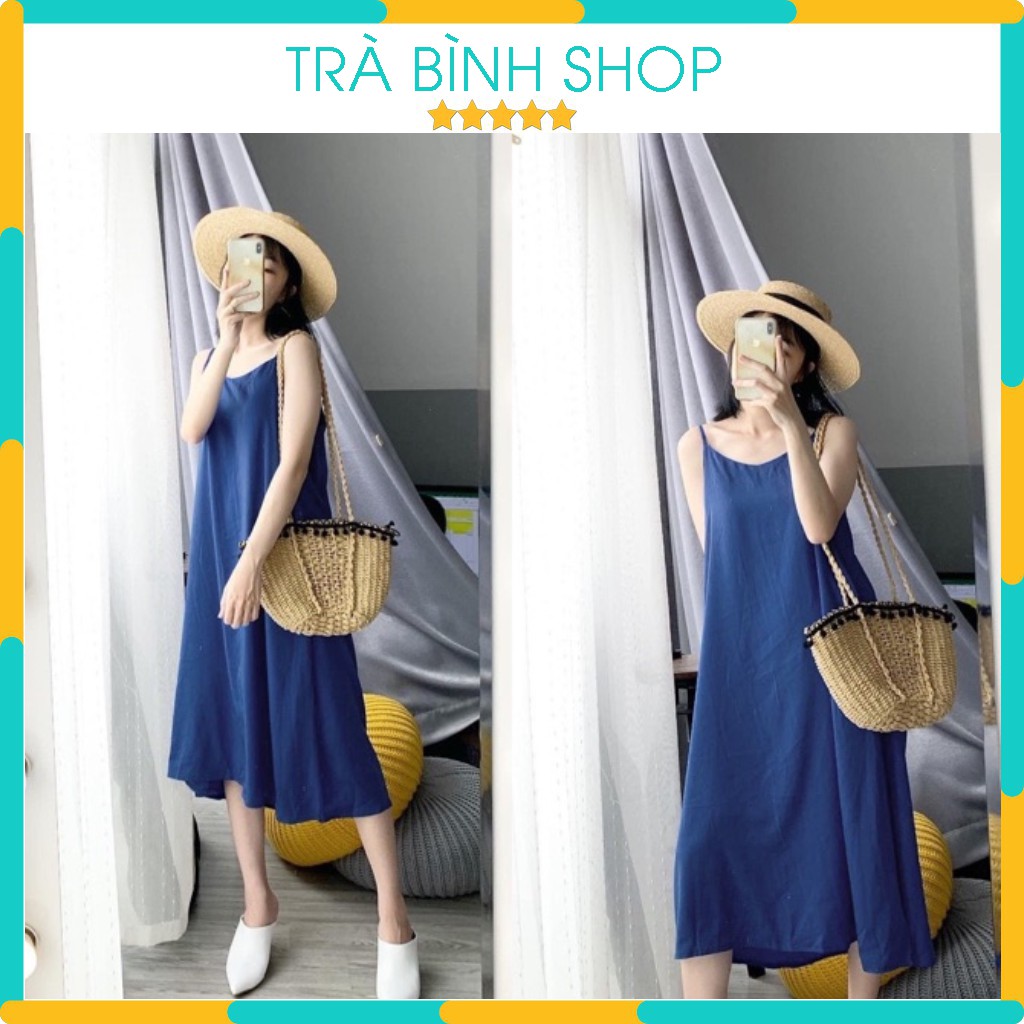 Váy đũi hai dây đầm dài dáng maxi trơn siêu đẹp