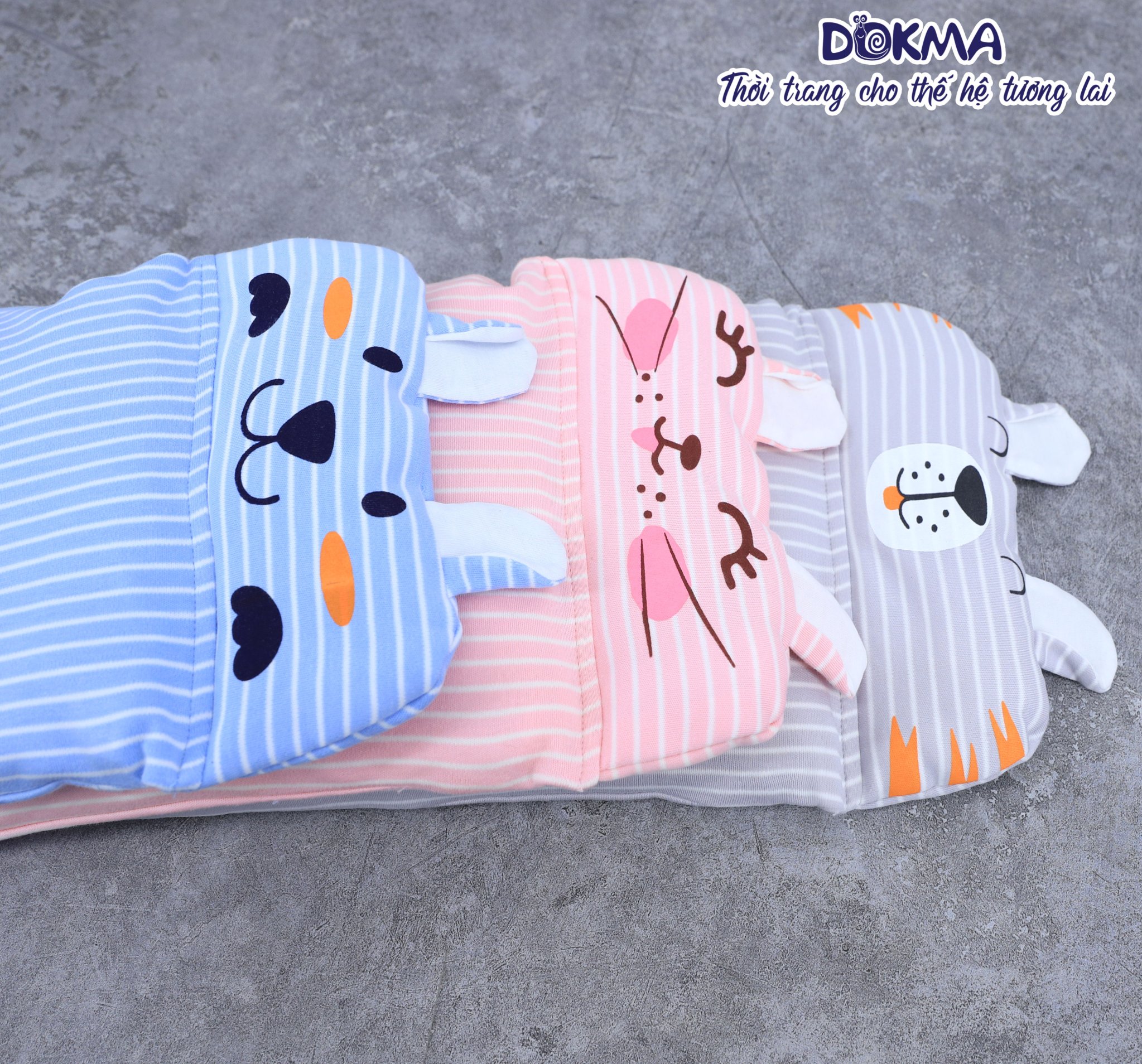 Gối xô sơ sinh dokma ruột bông tự nhiên mềm, dành cho bé sơ sinh 0-6 tháng