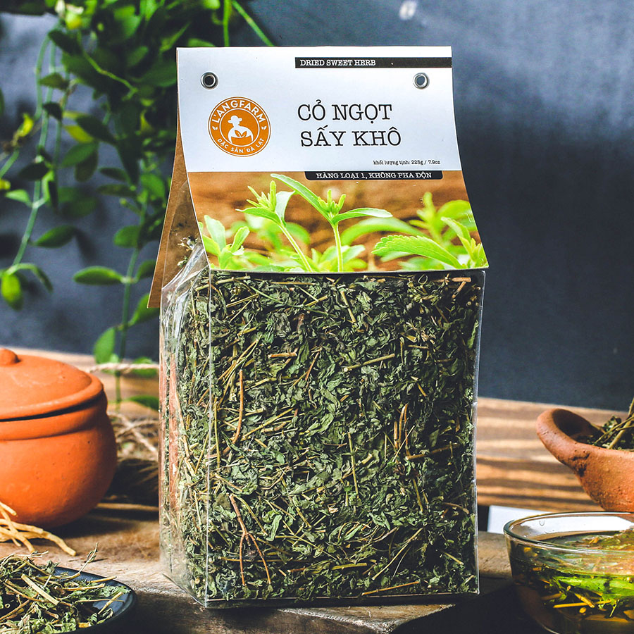 Cỏ ngọt sấy khô đặc sản Langfarm - Thảo mộc cho sức khoẻ thơm dịu vị thiên nhiên hàng loại 1
