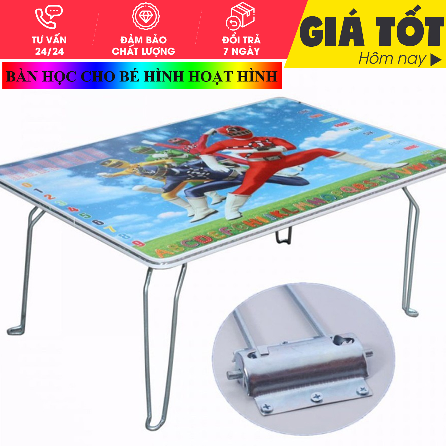 [Sản phẩm bán chạy] Bàn học gấp gon, bàn học cho bé, chân kim loại chắc chắn - Chân bóp, đồ dùng học sinh, hình ngộ nghĩnh, đáng yêu