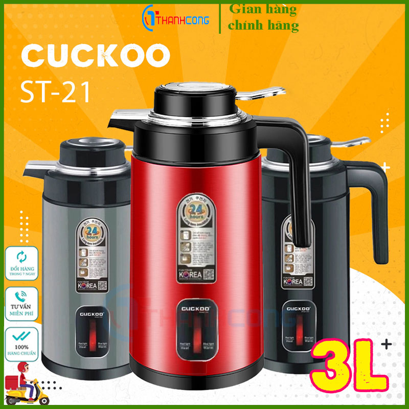  Ấm siêu tốc Cuckoo ST21 - Dung tích 3 lít - Lõi INOX 3 lớp - Ấm đun siêu tốc kiêm phích nước GUGKOO ST19 - Bình giữ nhiệt 